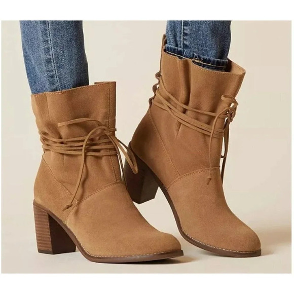 TOMS Mila Leather Boot Toffee Suede 7 - Picture 1 of 6